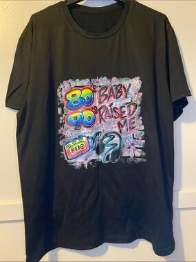 👚 Unisex Black Short-Sleeve Graphic Tee — '80s baby, ‘90s Raised Me - NWOT
